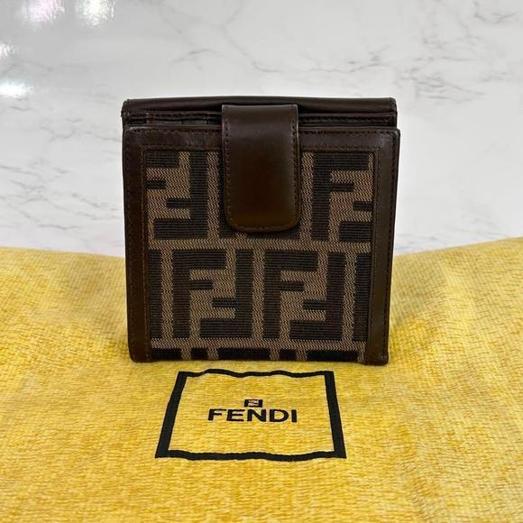 Fendi Wallet Zucca Pattern Compact Brown - Picture 1 of 8
